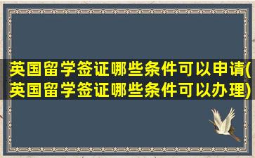 英国留学签证哪些条件可以申请(英国留学签证哪些条件可以办理)