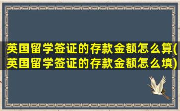 英国留学签证的存款金额怎么算(英国留学签证的存款金额怎么填)