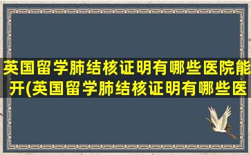 英国留学肺结核证明有哪些医院能开(英国留学肺结核证明有哪些医院可以办)