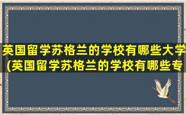 英国留学苏格兰的学校有哪些大学(英国留学苏格兰的学校有哪些专业)