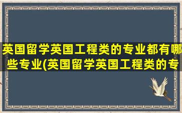 英国留学英国工程类的专业都有哪些专业(英国留学英国工程类的专业都有哪些呢)