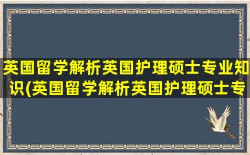 英国留学解析英国护理硕士专业知识(英国留学解析英国护理硕士专业课程)