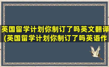 英国留学计划你制订了吗英文翻译(英国留学计划你制订了吗英语作文)