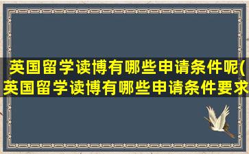 英国留学读博有哪些申请条件呢(英国留学读博有哪些申请条件要求)