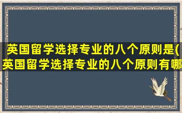 英国留学选择专业的八个原则是(英国留学选择专业的八个原则有哪些)