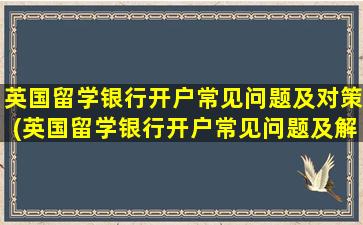 英国留学银行开户常见问题及对策(英国留学银行开户常见问题及解决)