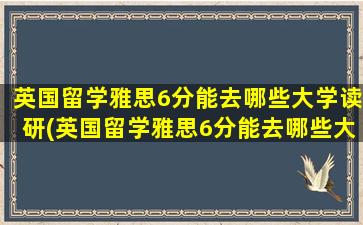 英国留学雅思6分能去哪些大学读研(英国留学雅思6分能去哪些大学呢)