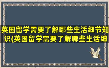 英国留学需要了解哪些生活细节知识(英国留学需要了解哪些生活细节问题)