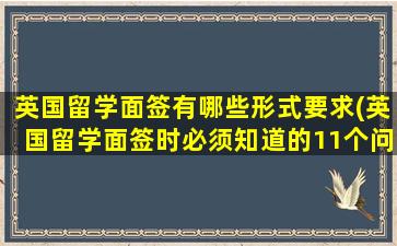 英国留学面签有哪些形式要求(英国留学面签时必须知道的11个问题)