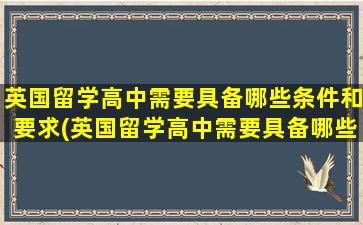 英国留学高中需要具备哪些条件和要求(英国留学高中需要具备哪些条件和条件)