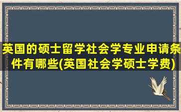 英国的硕士留学社会学专业申请条件有哪些(英国社会学硕士学费)