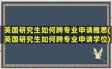 英国研究生如何跨专业申请雅思(英国研究生如何跨专业申请学位)