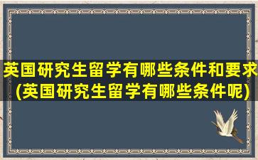 英国研究生留学有哪些条件和要求(英国研究生留学有哪些条件呢)