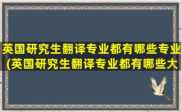 英国研究生翻译专业都有哪些专业(英国研究生翻译专业都有哪些大学)