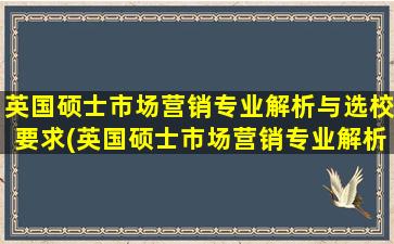 英国硕士市场营销专业解析与选校要求(英国硕士市场营销专业解析与选校)