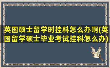 英国硕士留学时挂科怎么办啊(英国留学硕士毕业考试挂科怎么办)