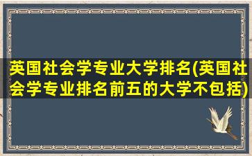 英国社会学专业大学排名(英国社会学专业排名前五的大学不包括)