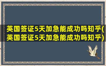 英国签证5天加急能成功吗知乎(英国签证5天加急能成功吗知乎)