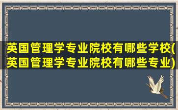 英国管理学专业院校有哪些学校(英国管理学专业院校有哪些专业)