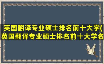 英国翻译专业硕士排名前十大学(英国翻译专业硕士排名前十大学名单)