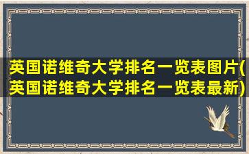 英国诺维奇大学排名一览表图片(英国诺维奇大学排名一览表最新)