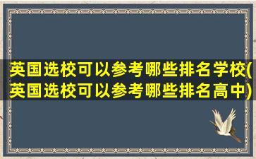 英国选校可以参考哪些排名学校(英国选校可以参考哪些排名高中)