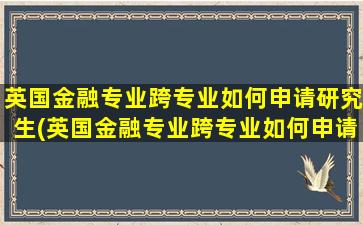 英国金融专业跨专业如何申请研究生(英国金融专业跨专业如何申请硕士)