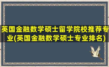 英国金融数学硕士留学院校推荐专业(英国金融数学硕士专业排名)