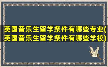 英国音乐生留学条件有哪些专业(英国音乐生留学条件有哪些学校)