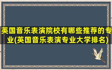 英国音乐表演院校有哪些推荐的专业(英国音乐表演专业大学排名)