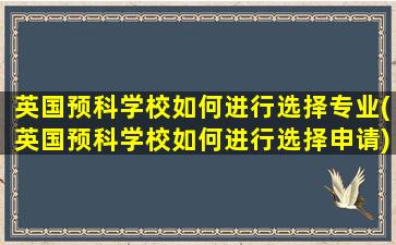 英国预科学校如何进行选择专业(英国预科学校如何进行选择申请)