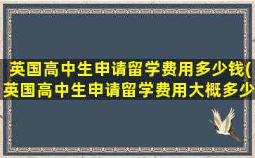 英国高中生申请留学费用多少钱(英国高中生申请留学费用大概多少)