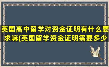 英国高中留学对资金证明有什么要求嘛(英国留学资金证明需要多少)