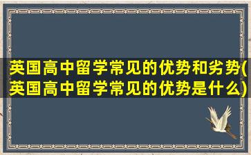 英国高中留学常见的优势和劣势(英国高中留学常见的优势是什么)