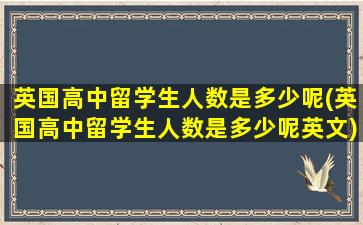 英国高中留学生人数是多少呢(英国高中留学生人数是多少呢英文)