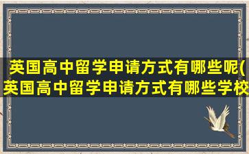 英国高中留学申请方式有哪些呢(英国高中留学申请方式有哪些学校)