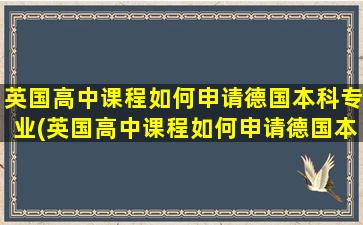 英国高中课程如何申请德国本科专业(英国高中课程如何申请德国本科学位)