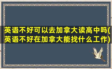 英语不好可以去加拿大读高中吗(英语不好在加拿大能找什么工作)