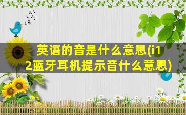 英语的音是什么意思(i12蓝牙耳机提示音什么意思)