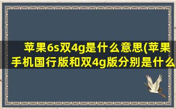 苹果6s双4g是什么意思(苹果手机国行版和双4g版分别是什么意思)