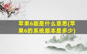 苹果6版是什么意思(苹果6的系统版本是多少)