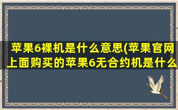 苹果6裸机是什么意思(苹果官网上面购买的苹果6无合约机是什么意思)