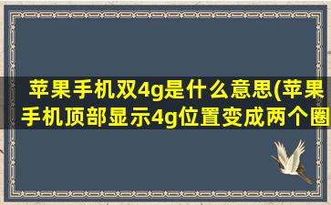 苹果手机双4g是什么意思(苹果手机顶部显示4g位置变成两个圈是什么意思)