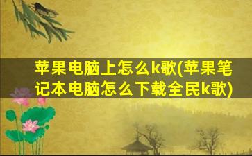 苹果电脑上怎么k歌(苹果笔记本电脑怎么下载全民k歌)