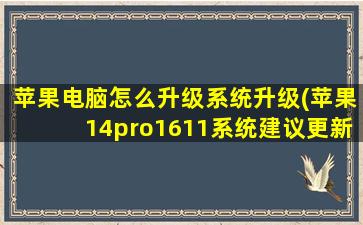 苹果电脑怎么升级系统升级(苹果14pro1611系统建议更新吗)