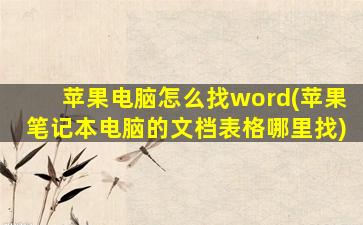 苹果电脑怎么找word(苹果笔记本电脑的文档表格哪里找)