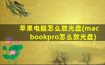 苹果电脑怎么放光盘(macbookpro怎么放光盘)