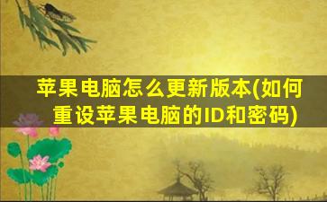 苹果电脑怎么更新版本(如何重设苹果电脑的ID和密码)