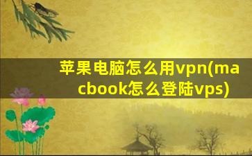 苹果电脑怎么用vpn(macbook怎么登陆vps)