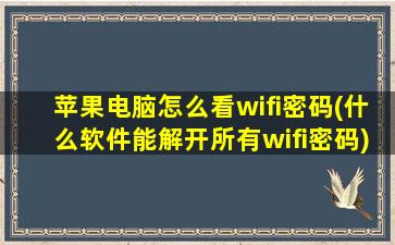 苹果电脑怎么看wifi密码(什么软件能解开所有wifi密码)